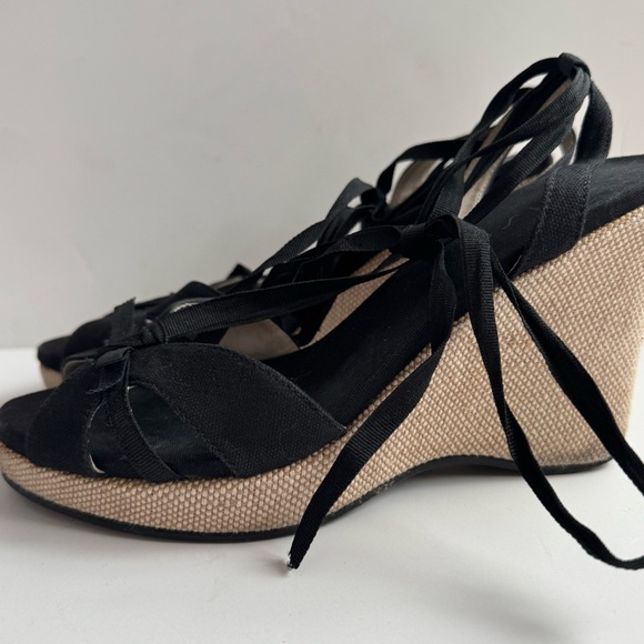 Unisa Elegant Black platform Wedge Sandals lace ankle - Picture 2 of 13